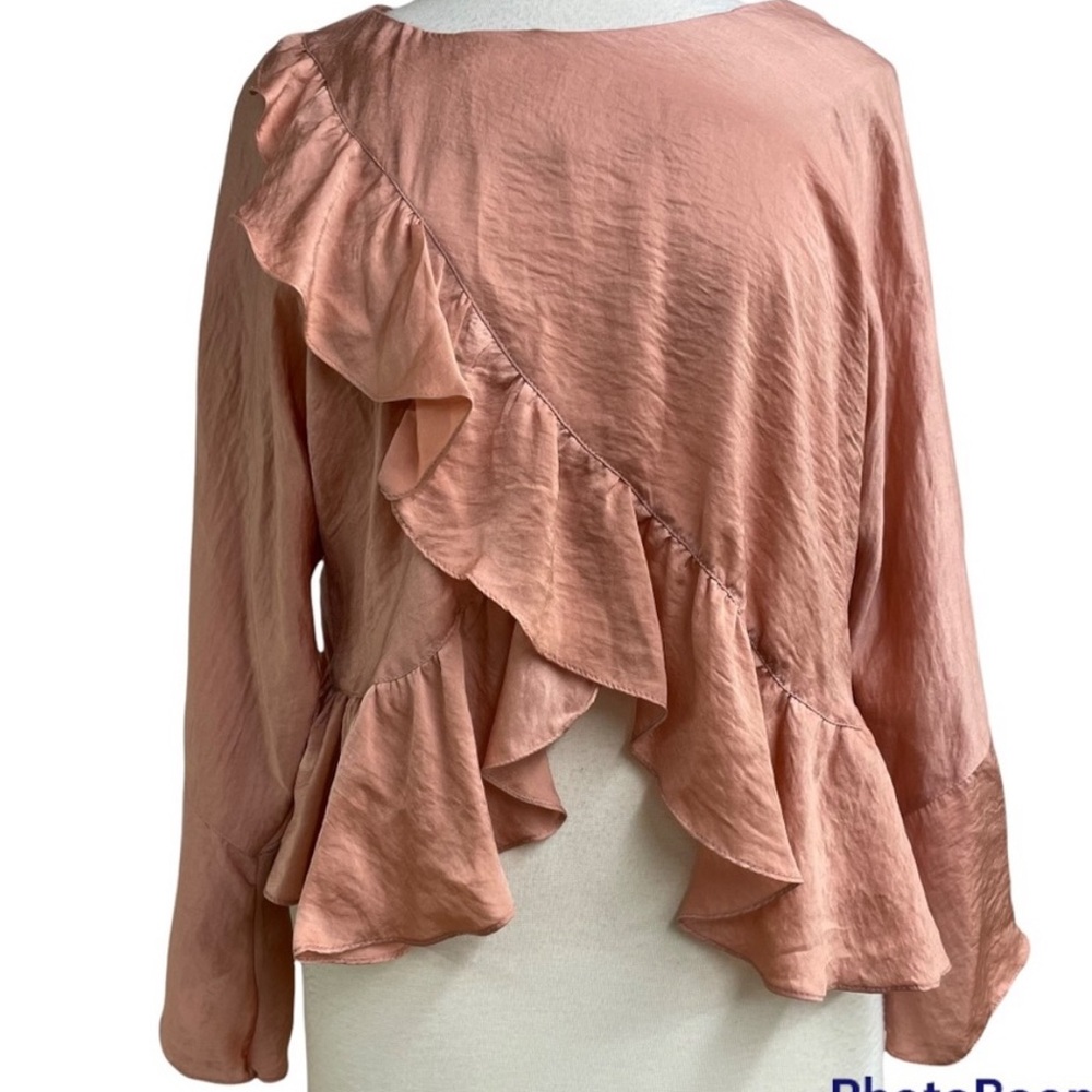 Top Shop blush crisscross ruffled top 4